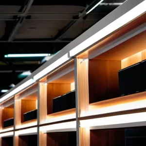 Технология изготовления корпусной мебели с нишами, открытыми секциями и встроенной подсветкой